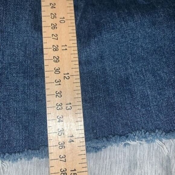We The Free Sidecar Blue Denim Raw Hem Y2K Retro Western Miniskirt Size 24 - Picture 7 of 9